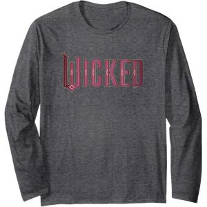 imageWicked Movie Logo Glinda Pink And Gold Long Sleeve TShirtDark Heather Grey