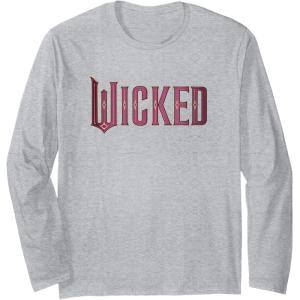 imageWicked Movie Logo Glinda Pink And Gold Long Sleeve TShirtHeather Grey