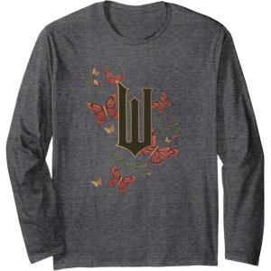 imageWicked Movie Logo W Butterfly Long Sleeve TShirtDark Heather Grey