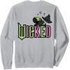 imageWicked Logo Elphaba Daydreaming Playful Cartoon Style SweatshirtHeather Grey