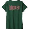imageWomens Wicked Movie Logo Glinda Pink And Gold Wand VNeck TShirtDark Green