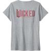 imageWomens Wicked Movie Logo Glinda Pink And Gold Wand VNeck TShirtHeather Grey