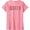 imageWomens Wicked Movie Logo Glinda Pink And Gold Wand VNeck TShirtPink