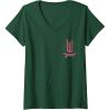 imageWomens Wicked Movie Logo Glinda Pink And Gold Wand VNeck TShirtDark Green