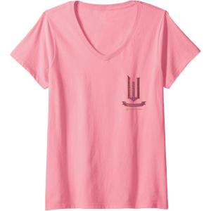 imageWomens Wicked Movie Logo Glinda Pink And Gold Wand VNeck TShirtPink