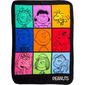 imageSilver Buffalo Wicked Featuring Glinda and Elphaba Double Sided 45quot x 60quot Fleece Throw Soft and Cozy Blanket 250 GSMPeanuts Character Grid
