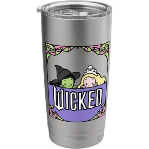 imageWicked Elphaba ampamp Glinda Peaking Playful Cartoon Style Stainless Steel Insulated TumblerBrushed Steel