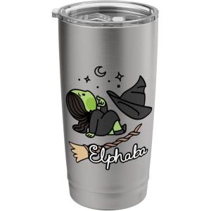 imageWicked Logo Elphaba Daydreaming Playful Cartoon Style Stainless Steel Insulated TumblerBrushed Steel