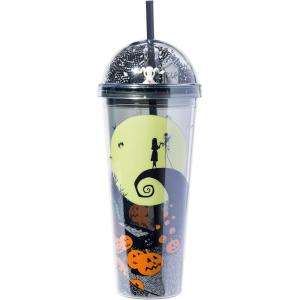 imageSilver Buffalo Disney Tim Burton Nightmare Before Christmas Moon Scene Featuring Jack Skellington Sally and Zero Dome Glitter Top Travel Tumbler 24 OuncesNightmare Before Christmas