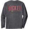 imageWicked Movie Logo Glinda Pink And Gold Wand Long Sleeve TShirtDark Heather Grey