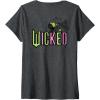 imageWomens Wicked Logo Elphaba Daydreaming Playful Cartoon Style VNeck TShirtDark Heather Grey