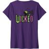 imageWomens Wicked Logo Elphaba Daydreaming Playful Cartoon Style VNeck TShirtPurple