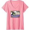 imageWomens Wicked Elphaba ampamp Glinda Peaking Playful Cartoon Style VNeck TShirtPink