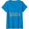 imageWomens Wicked For Good Gold Glam Logo VNeck TShirtSapphire Blue