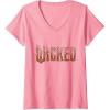 imageWomens Wicked For Good Ozian Forest Textured Logo VNeck TShirtPink