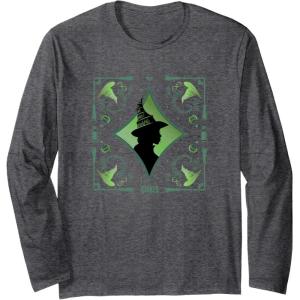 imageWicked Elphaba Enchanted Brooms Silhouette Long Sleeve TShirtDark Heather Grey