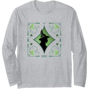 imageWicked Elphaba Enchanted Brooms Silhouette Long Sleeve TShirtHeather Grey