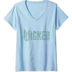 imageWomens Wicked For Good Enchanted Forest Logo VNeck TShirtBaby Blue