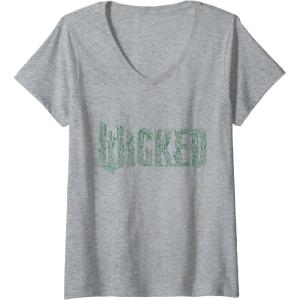 imageWomens Wicked For Good Enchanted Forest Logo VNeck TShirtHeather Grey