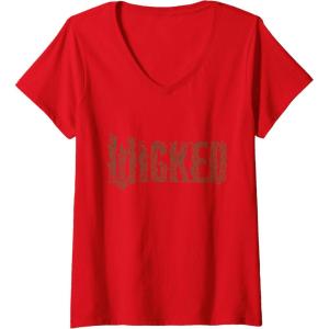 imageWomens Wicked For Good Enchanted Forest Logo VNeck TShirtRed