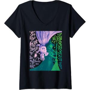 imageWomens Wicked For Good Glinda and Elphaba in Perfect Contrast VNeck TShirtBlack