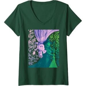imageWomens Wicked For Good Glinda and Elphaba in Perfect Contrast VNeck TShirtDark Green