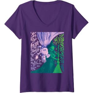 imageWomens Wicked For Good Glinda and Elphaba in Perfect Contrast VNeck TShirtPurple