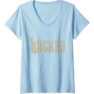 imageWomens Wicked For Good Gold Glam Logo VNeck TShirtBaby Blue