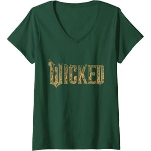 imageWomens Wicked For Good Gold Glam Logo VNeck TShirtDark Green