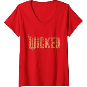 imageWomens Wicked For Good Gold Glam Logo VNeck TShirtRed