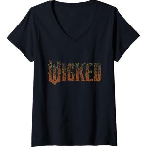 imageWomens Wicked For Good Ozian Forest Textured Logo VNeck TShirtBlack