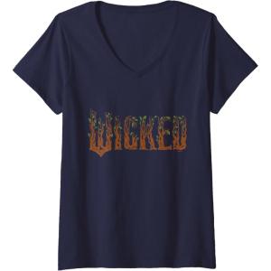 imageWomens Wicked For Good Ozian Forest Textured Logo VNeck TShirtNavy Blue