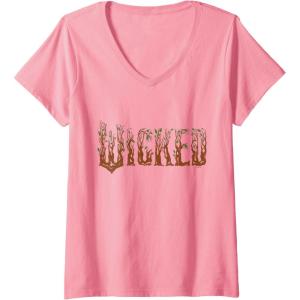 imageWomens Wicked For Good Ozian Forest Textured Logo VNeck TShirtPink