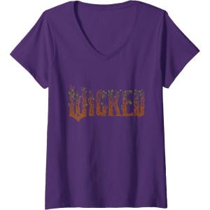 imageWomens Wicked For Good Ozian Forest Textured Logo VNeck TShirtPurple