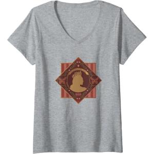 imageWomens Wicked Glinda Enchanted Floral Silhouette VNeck TShirtHeather Grey