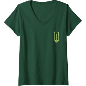 imageWomens Wicked Logo Elphaba Daydreaming Playful Cartoon Style VNeck TShirtDark Green