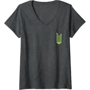 imageWomens Wicked Logo Elphaba Daydreaming Playful Cartoon Style VNeck TShirtDark Heather Grey