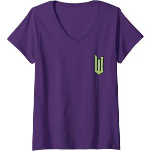 imageWomens Wicked Logo Elphaba Daydreaming Playful Cartoon Style VNeck TShirtPurple