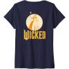 imageWomens Wicked For Good Glinda Gold Silhouette Front And Back VNeck TShirtNavy Blue