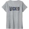 imageWomens Wicked For Good Ozian Pattern Logo Front And Back VNeck TShirtHeather Grey