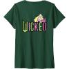 imageWomens Wicked Logo Glinda Daydreaming Playful Cartoon Style VNeck TShirtDark Green