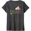 imageWomens Wicked Logo Glinda Daydreaming Playful Cartoon Style VNeck TShirtDark Heather Grey