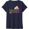 imageWomens Wicked Logo Glinda Daydreaming Playful Cartoon Style VNeck TShirtNavy Blue