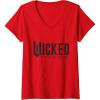 imageWomens Wicked For Good Black Minimalist Logo VNeck TShirtRed