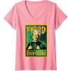 imageWomens Wicked For Good Wizard Sees Everything VNeck TShirtPink