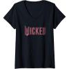 imageWomens Wicked Movie Logo Glinda Pink And Gold VNeck TShirtBlack