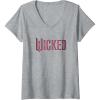 imageWomens Wicked Movie Logo Glinda Pink And Gold VNeck TShirtHeather Grey
