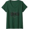 imageWomens Wicked Movie Logo Glinda Upland VNeck TShirtDark Green