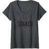imageWomens Wicked Movie Logo Glinda Upland VNeck TShirtDark Heather Grey