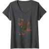 imageWomens Wicked Movie Logo W Butterfly VNeck TShirtDark Heather Grey